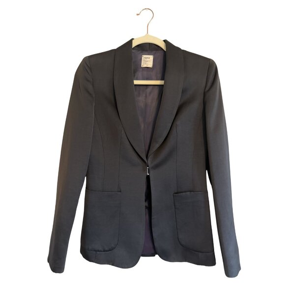 L'AGENCE Jackets & Blazers - L’AGENCE Acetate Linen Blazer Jacket Black w/ Purple Lining Tailored Size 2